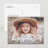 Moderne kalligrafietoewijzing Happy Easter Photo Feestdagenkaart (Voorkant / Achterkant)
