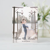 Moderne kalligrafische 2 foto-bruiloft - Hartelijk Bedankkaart (Staand voorkant)