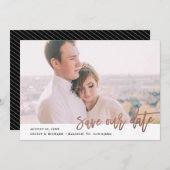 Moderne kalligrafische foto slaat de datum op save the date (Voorkant / Achterkant)