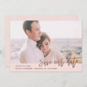 Moderne kalligrafische foto slaat de datum op save the date (Voorkant / Achterkant)