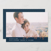 Moderne kalligrafische foto slaat de datum op save the date (Voorkant / Achterkant)