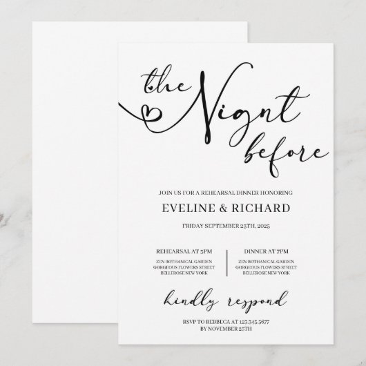 Moderne kalligtapijtrepetitie met handschrift kaart (Voorkant / Achterkant)