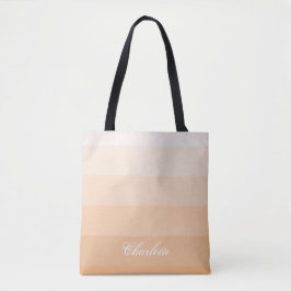 Moderne Kalme Gradiënt Perzik Stripes Aangepaste N Tote Bag