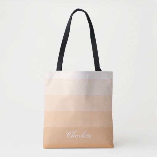 Moderne Kalme Gradiënt Perzik Stripes Aangepaste N Tote Bag (Voorkant)