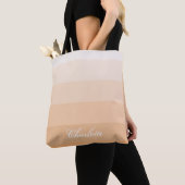 Moderne Kalme Gradiënt Perzik Stripes Aangepaste N Tote Bag (Dichtbij)