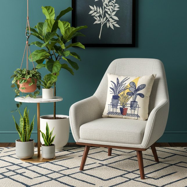 Moderne kamerplant kussen (Geometric modern house plant pillow.)