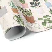 Moderne kamerplanten Tuinliefhebbers Plant Pattern Cadeaupapier (Rol Hoek)