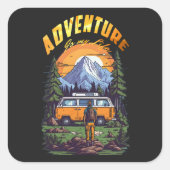Moderne kampeervakantie   vierkante sticker (Voorkant)