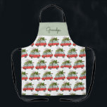 Moderne  kamperenfamilie schort<br><div class="desc">In de feeststemming met deze leuke waterverf camper van en kerstboomontwerp. Een prachtige hand geschilderde groene boom, geeft een traditioneel rustisch gevoel, dat door moderne, trendy, gewaagde manuscriptdoopvont wordt gecomplimenteerd. De tekst kan met uw familienaam worden gepersonaliseerd om het extra speciaal te maken. deel van een collectie. een geweldig cadeauidee...</div>