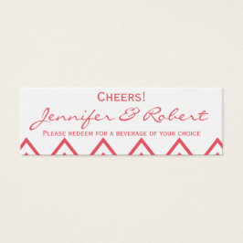 Moderne kamperfoelie Roze Chevron Bruiloft Drink T Mini Visitekaartjes