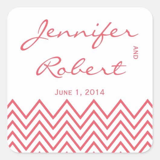 Moderne kamperfoelie Roze Chevron Envelope Seal Vierkante Sticker (Voorkant)