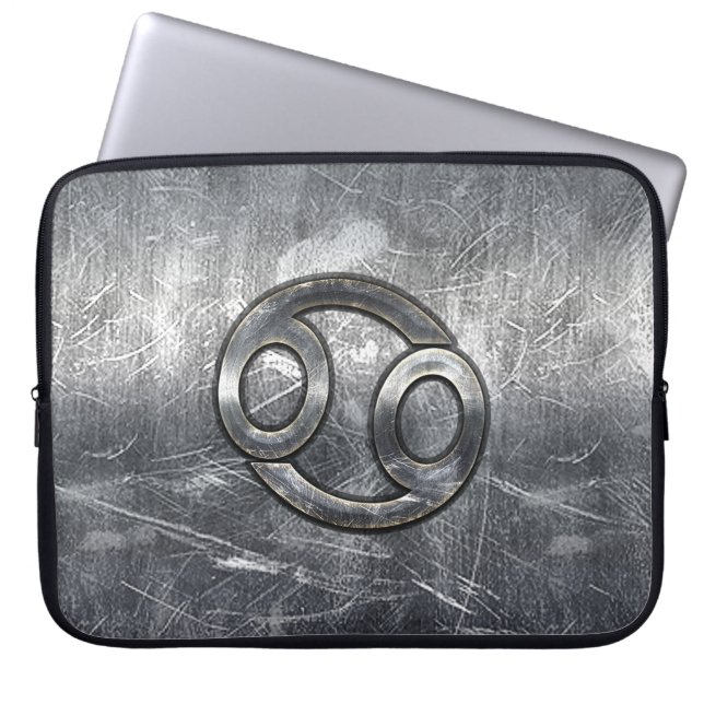 Moderne Kanker-teken in zilveren metalen stijl Laptop Sleeve (Voorkant)