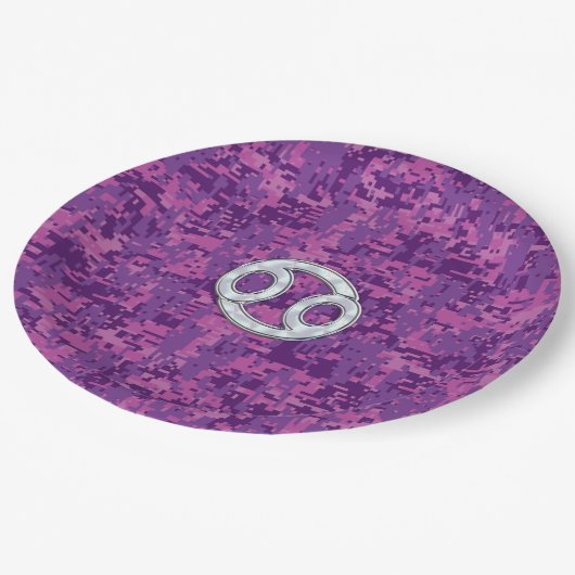 Moderne kankergezwel roze digitale camouflage papieren bordje (Gekanteld)