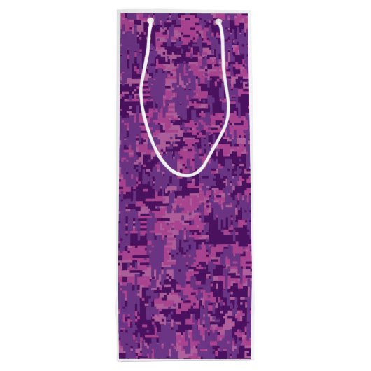 Moderne kankergezwel roze digitale camouflage wijn cadeautas (Achterkant)