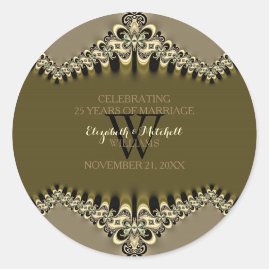 Moderne  kant bruiloft speciale evenementen ronde sticker (Voorkant)