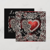 Moderne kant en harten liefde feestdagenkaart (Voorkant / Achterkant)