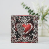 Moderne kant en harten liefde feestdagenkaart (Staand voorkant)