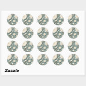 Moderne kanten witte bloemen ronde sticker (Vel)