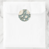 Moderne kanten witte bloemen ronde sticker (Tas)