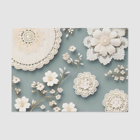 Moderne kanten witte bloemen tissuepapier (Voorkant)