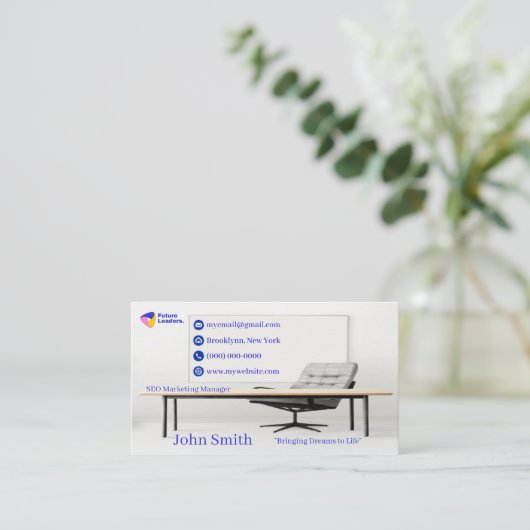 Moderne Kantoor Desk Future Leaders SEO Marketing Visitekaartje (Staand voorkant)
