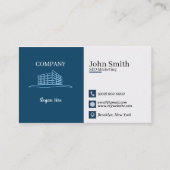 Moderne Kantoor Logo Navy SEO Marketing QR-code Visitekaartje (Voorkant)