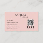 Moderne Kapper Blush Roze Foto QR Code Visitekaartje (Achterkant)