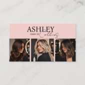 Moderne Kapper Blush Roze Foto QR Code Visitekaartje (Voorkant)