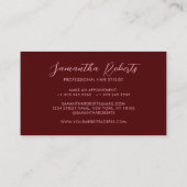 Moderne kapper chic script rood visitekaartje (Achterkant)