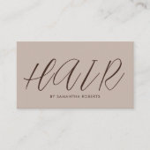 Moderne kapper chic script tan visitekaartje (Voorkant)