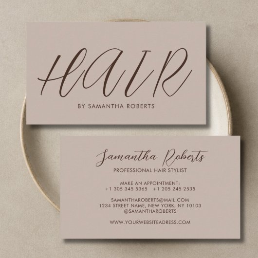 Moderne kapper chic script tan visitekaartje