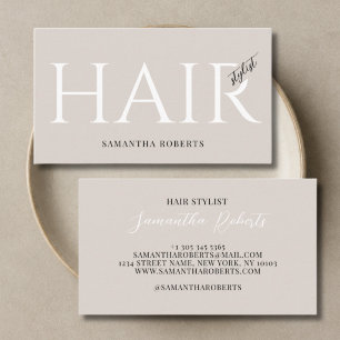 Moderne kapper elegante typografie beige visitekaartje