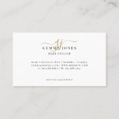 Moderne Kapper Gouden Script Monogram Naam Visitekaartje (Achterkant)