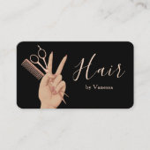 Moderne Kapper Kapsalon Black Rose Goud Visitekaartje (Voorkant)