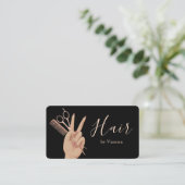 Moderne Kapper Kapsalon Black Rose Goud Visitekaartje (Staand voorkant)