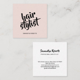 Moderne kapper minimale script blush roze vierkante visitekaartje