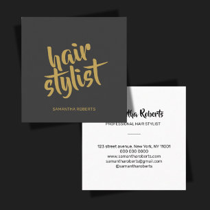 Moderne kapper minimale script grijs goud vierkante visitekaartje