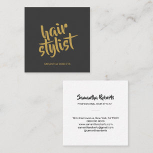 Moderne kapper minimale script grijs goud vierkante visitekaartje