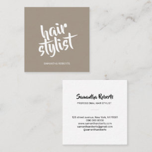 Moderne kapper minimale script lichtbruin vierkante visitekaartje