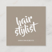 Moderne kapper minimale script lichtbruin vierkante visitekaartje (Voorkant)