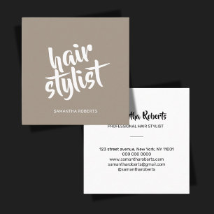 Moderne kapper minimale script lichtbruin vierkante visitekaartje