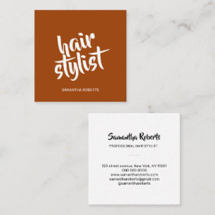 Moderne kapper minimale script terracotta vierkante visitekaartje