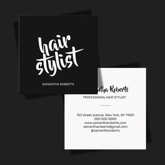 Moderne kapper minimale script zwart en wit vierkante visitekaartje