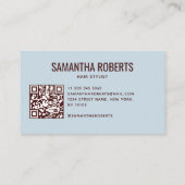Moderne kapper QR-code blauw rood Visitekaartje (Achterkant)