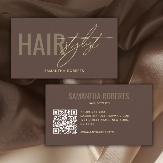 Moderne kapper QR-code bruin Visitekaartje