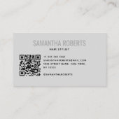 Moderne kapper QR-code grijs Visitekaartje (Achterkant)