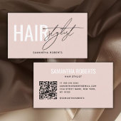 Moderne kapper QR Code roze Visitekaartje