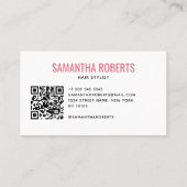 Moderne kapper QR-code wit roze Visitekaartje (Achterkant)