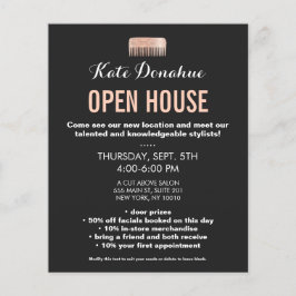Moderne kapper Rose Gouden Paillette Kam Salon Flyer
