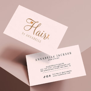 Moderne kapper roze goud chic schrift visitekaartje